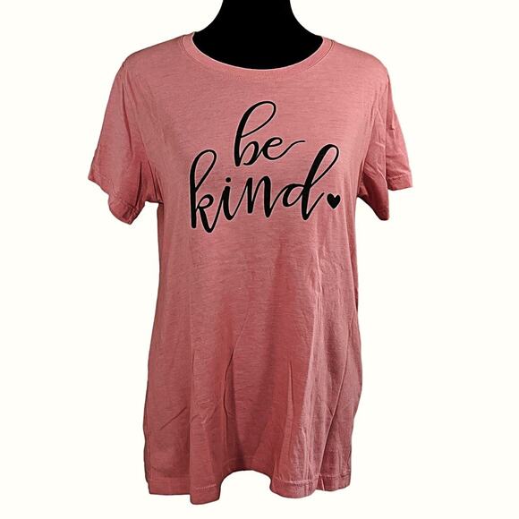 Positivitees Tops - PositiviTees Be Kind T-Shirt Top S (4-6) Dusky Rose Pink Crew Neck Short Sleeve